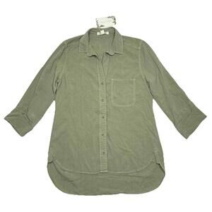 NEW Chelsea & Violet XS Dusk Green Long Tail Button Down Tunic Shirt P78C